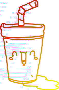 warm gradient line drawing cute cartoon soda vector
