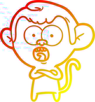 warm gradient line drawing cartoon shocked monkey vector