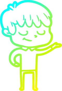 cold gradient line drawing cartoon happy boy vector