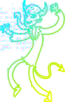 cold gradient line drawing cartoon dancing devil vector