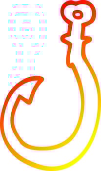 warm gradient line drawing cartoon hook vector