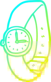 cold gradient line drawing cartoon wrist watch vector