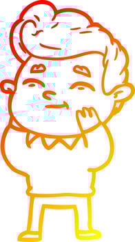 warm gradient line drawing happy cartoon man vector