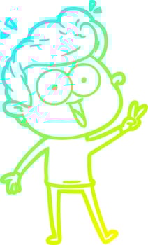 cold gradient line drawing cartoon staring man vector