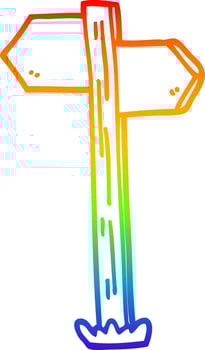 rainbow gradient line drawing cartoon sign posts vector