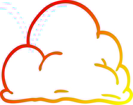 warm gradient line drawing cartoon storm cloud vector