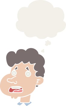 cartoon shocked man and thought bubble in retro style vector