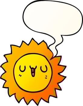 cartoon sun and speech bubble in smooth gradient style vector