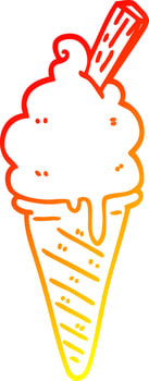 warm gradient line drawing cartoon ice cream vector