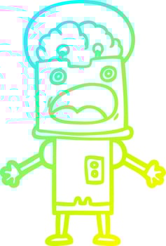 cold gradient line drawing cartoon robot vector