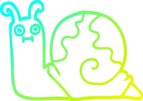 cold gradient line drawing cartoon snail vector