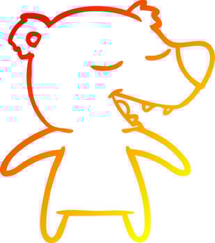 warm gradient line drawing cartoon bear vector
