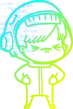 cold gradient line drawing cartoon astronaut woman vector