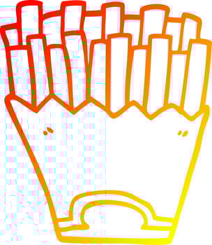 warm gradient line drawing cartoon french fries vector