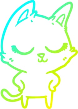 cold gradient line drawing calm cartoon cat vector