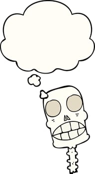 cartoon spooky skull and thought bubble vector