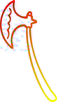 warm gradient line drawing cartoon medieval axe vector