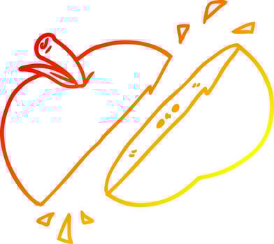 warm gradient line drawing cartoon sliced apple vector