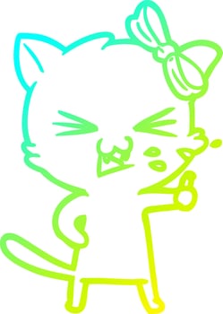 cold gradient line drawing cartoon cat vector