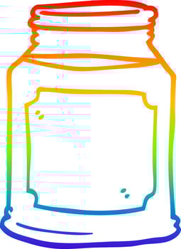 rainbow gradient line drawing cartoon liquid in a jar vector