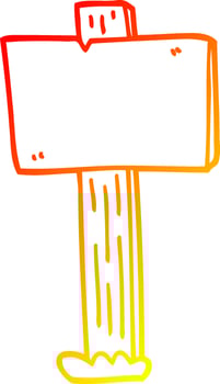 warm gradient line drawing cartoon sign post vector