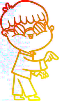 warm gradient line drawing cartoon boy wearing spectacles vector