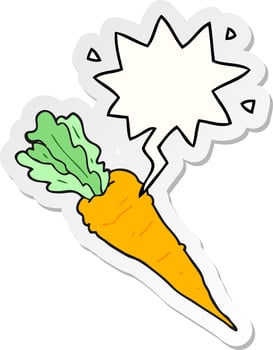 cartoon carrot and speech bubble sticker vector