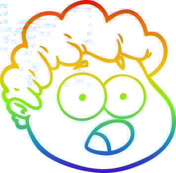 rainbow gradient line drawing cartoon male face vector