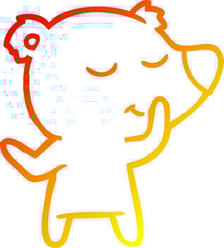 warm gradient line drawing happy cartoon bear vector