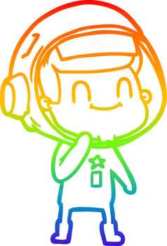 rainbow gradient line drawing happy cartoon astronaut vector