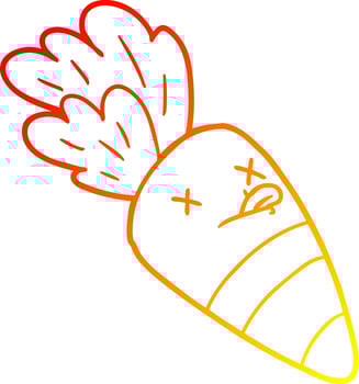 warm gradient line drawing cartoon dead carrot vector