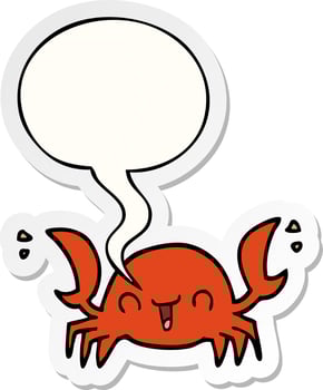 cartoon crab and speech bubble sticker vector