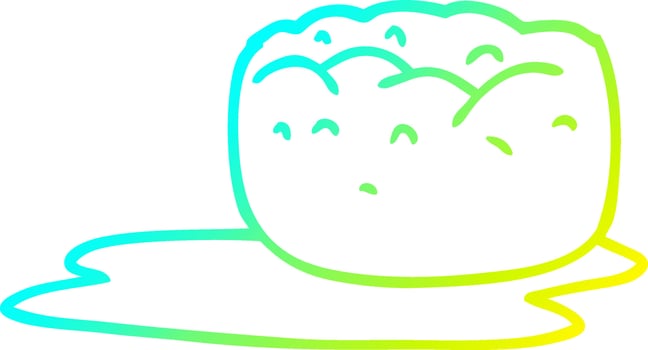 cold gradient line drawing cartoon yorkshire pudding and gravy vector