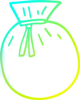 cold gradient line drawing cartoon santa sack vector