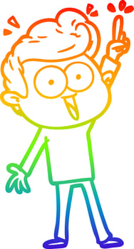 rainbow gradient line drawing cartoon staring man vector