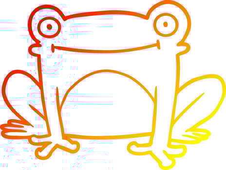 warm gradient line drawing cartoon frog vector