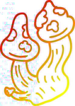 warm gradient line drawing cartoon deadly mushrooms vector