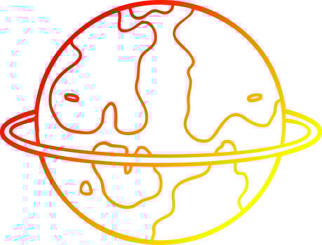 warm gradient line drawing cartoon alien planet vector