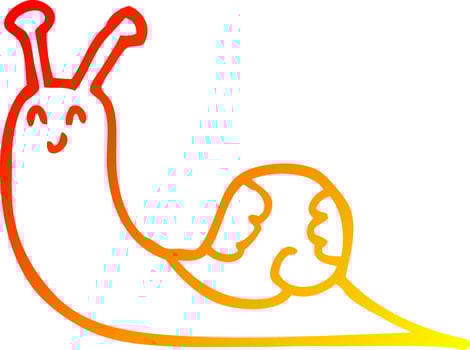 warm gradient line drawing cute cartoon snail vector