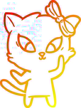 warm gradient line drawing cartoon cat vector