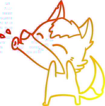 warm gradient line drawing howling wolf cartoon vector