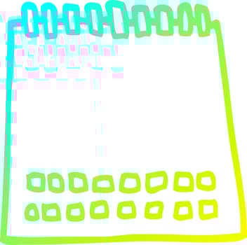 cold gradient line drawing cartoon blank calendar vector