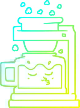 cold gradient line drawing cartoon filter coffee machine vector