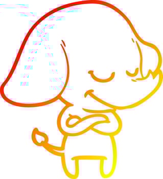 warm gradient line drawing cartoon smiling elephant vector