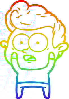 rainbow gradient line drawing cartoon staring man vector