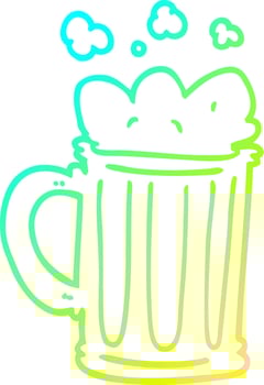 cold gradient line drawing cartoon pint of beer vector