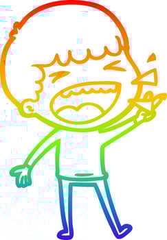 rainbow gradient line drawing cartoon laughing man vector