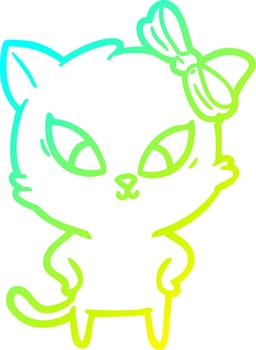 cold gradient line drawing cartoon cat vector