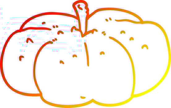 warm gradient line drawing cartoon pumpkin vector