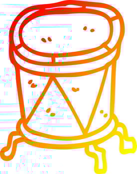 warm gradient line drawing cartoon drum on stand vector